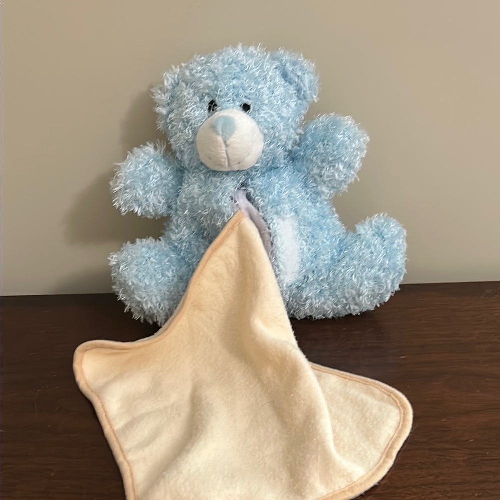 Stephan Baby Blue Teddy Bear Plush 2014 Hidden Lovey Security Blanket Tummy